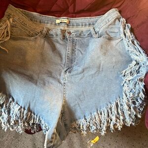 American Bazi Fringed Demin Shorts